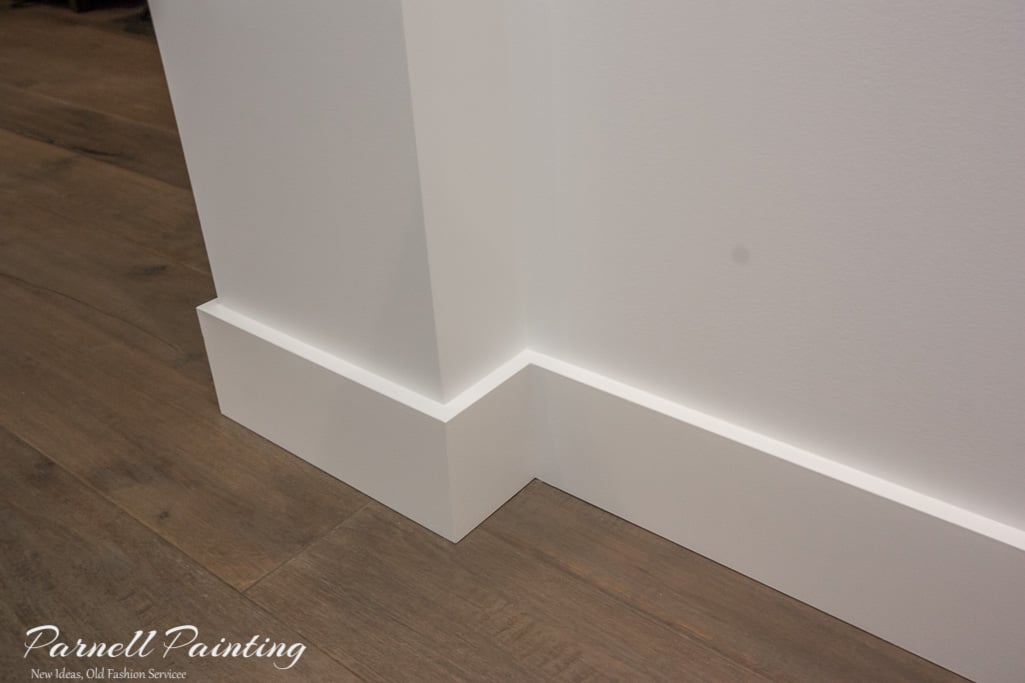interior walls and trim work painted with Benjamin Moore Aura tinted to Chantilly Lace